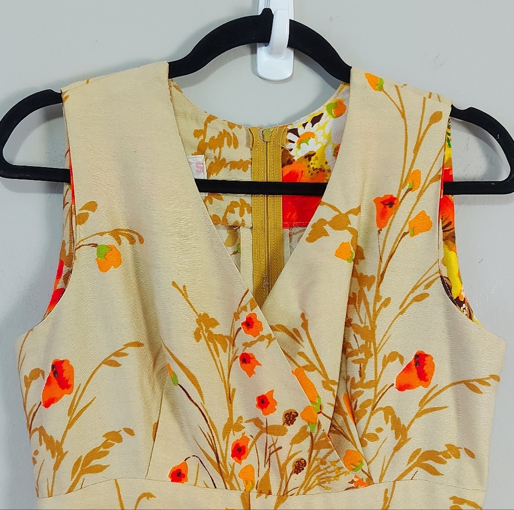 Vintage 1970s Harriet Hawaiian Empire Waist Sleeveless Floral Maxi Dress Size 10 - Picture 3 of 9